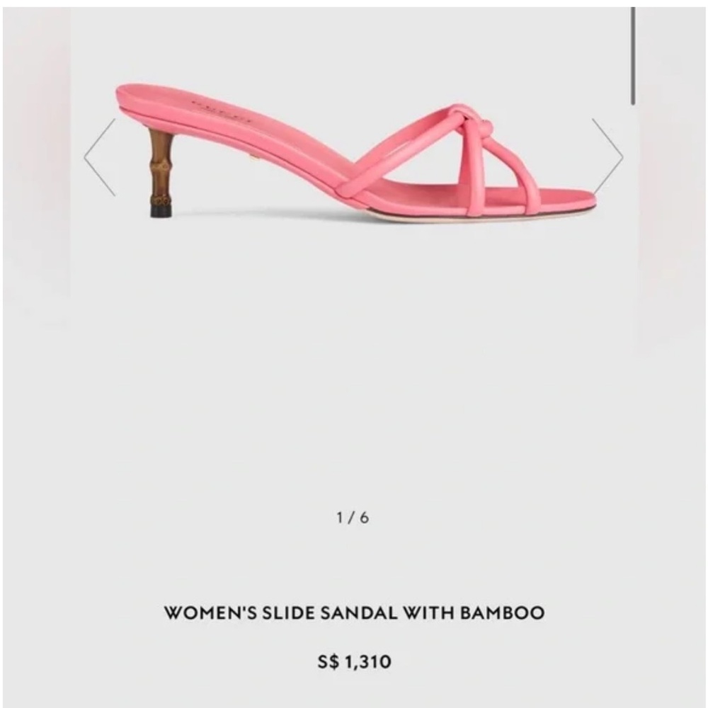 Gucci Pink Slide Sandals with Bamboo Heel